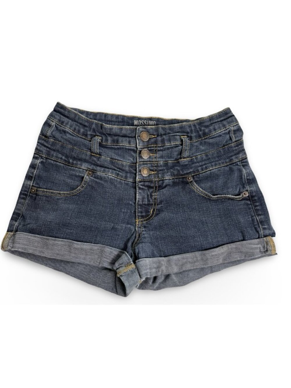 Mossimo Supply‎ Co Denim Cuffed Jean Shorts Womens 6 Mid-Rise 3 Button Stretch